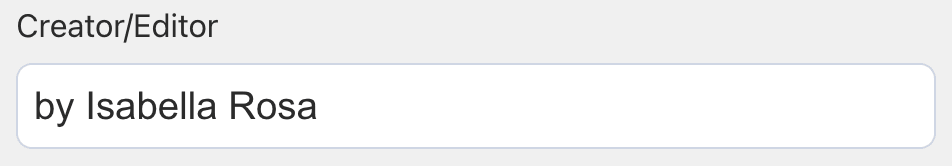 Creator/Editor Field